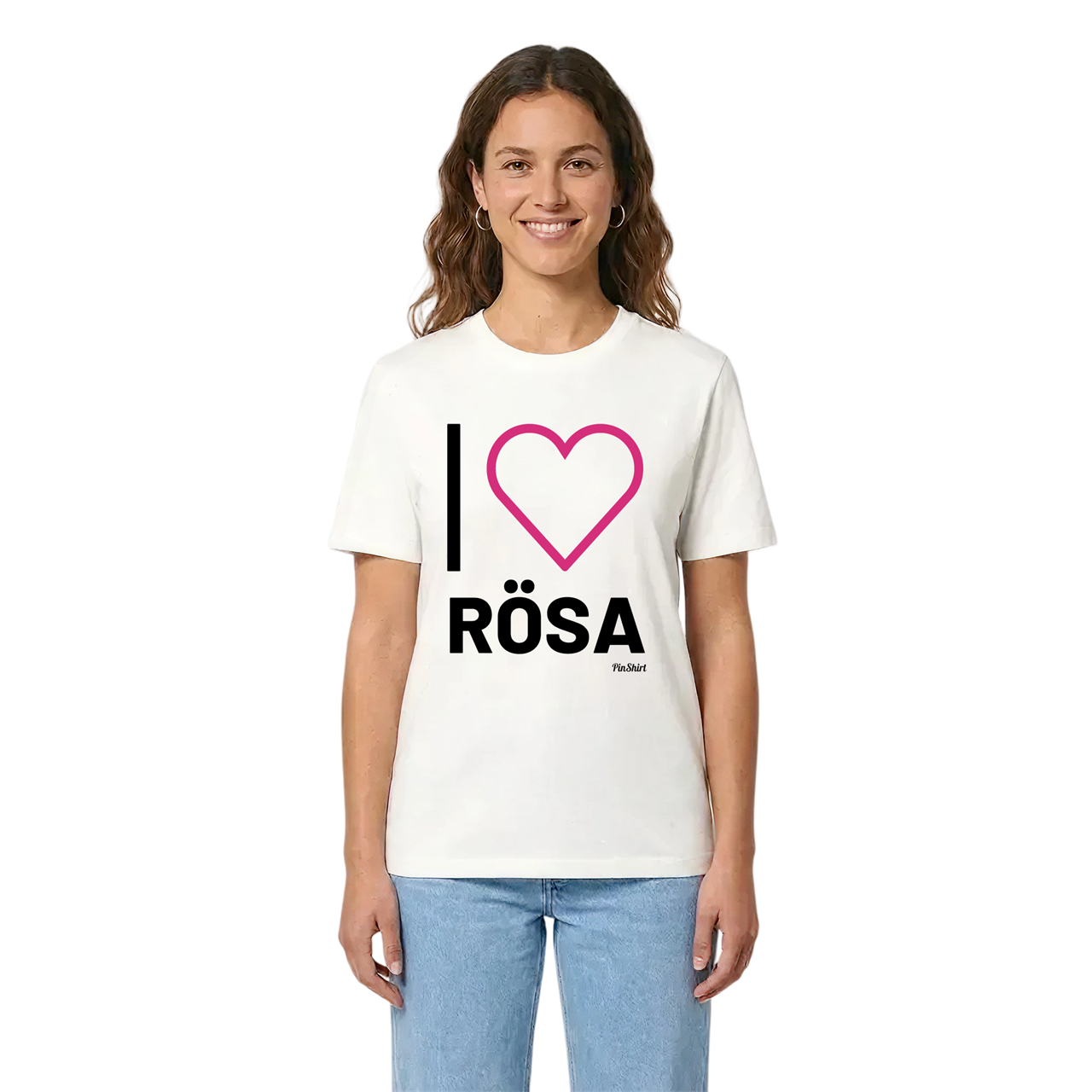 Jag älskar Rösa t-shirt stort tryck i miljö