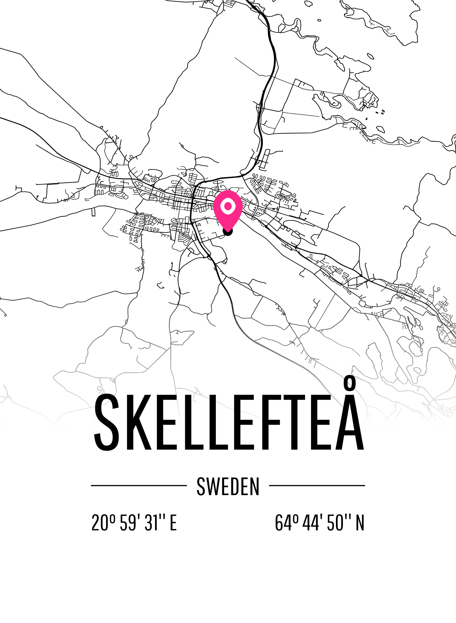 Karta över Skellefteå