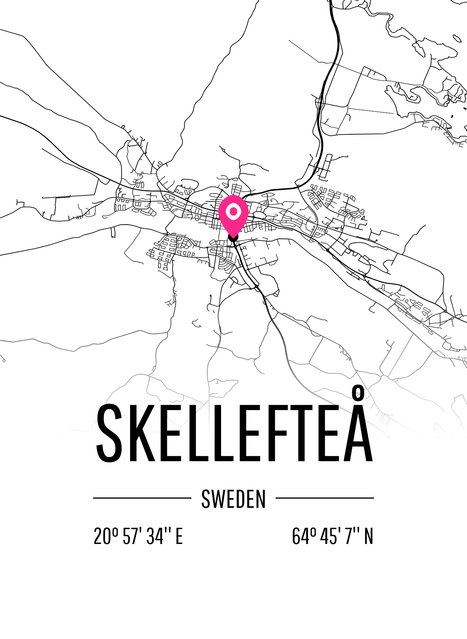 Karta över Skellefteå