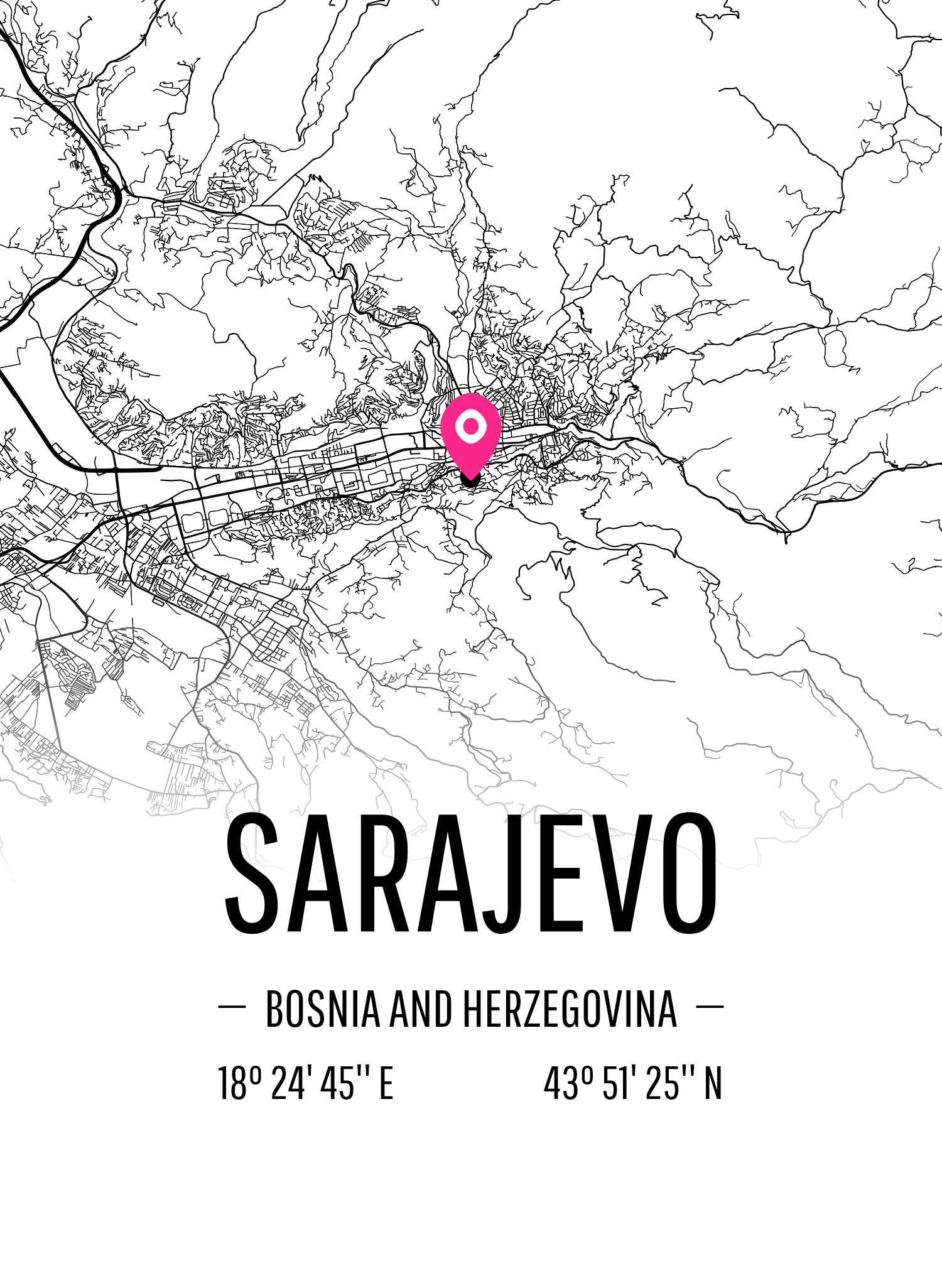 Karta över Sarajevo