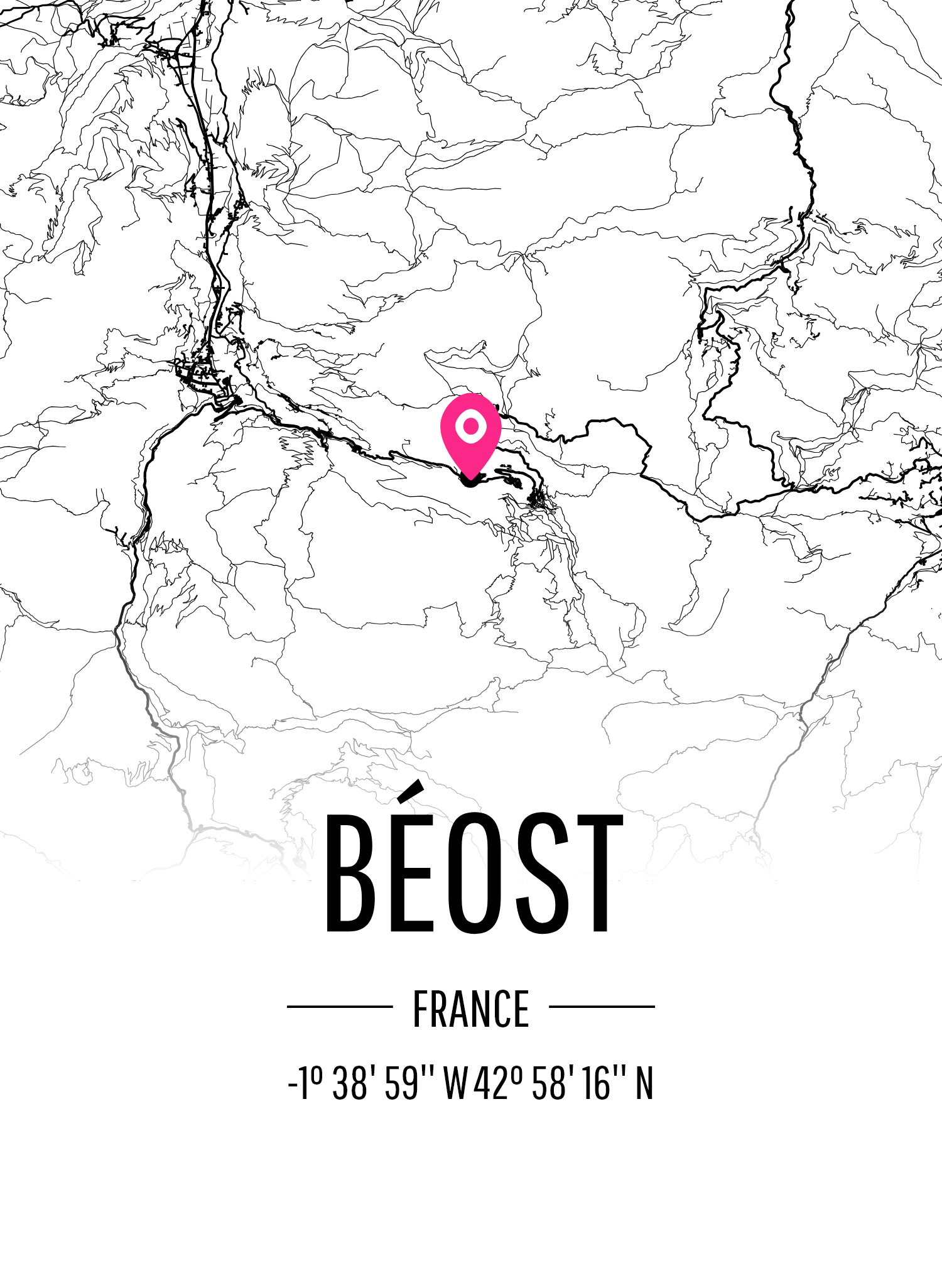Karta över Béost