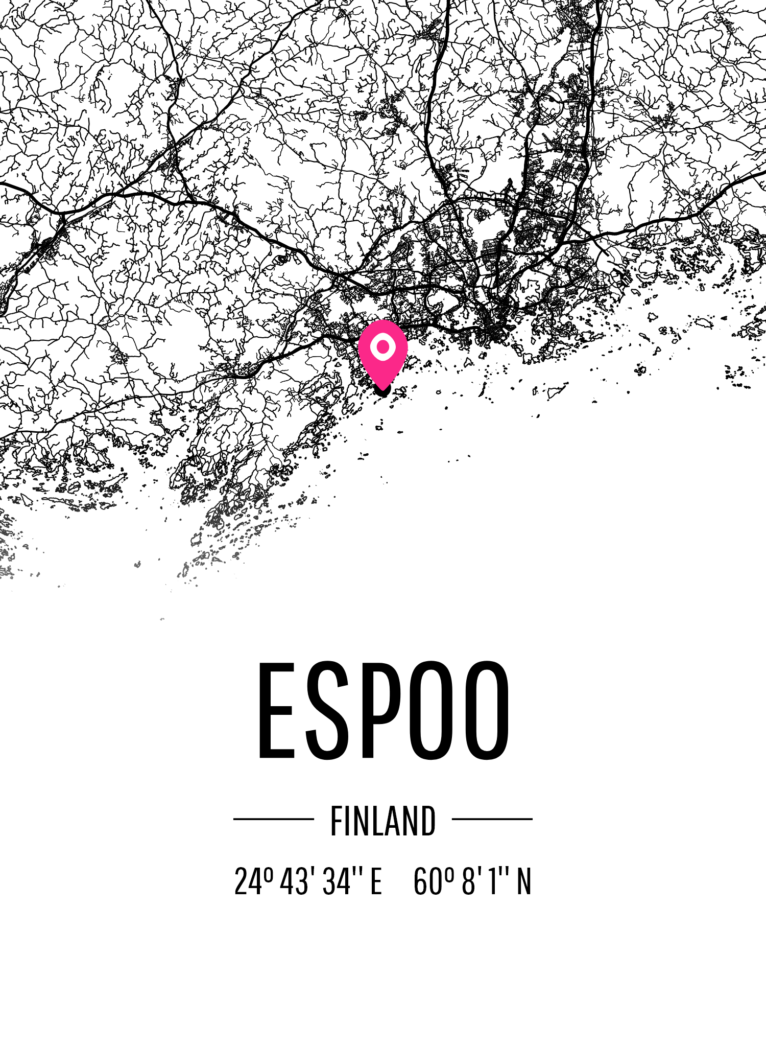 Karta över Espoo
