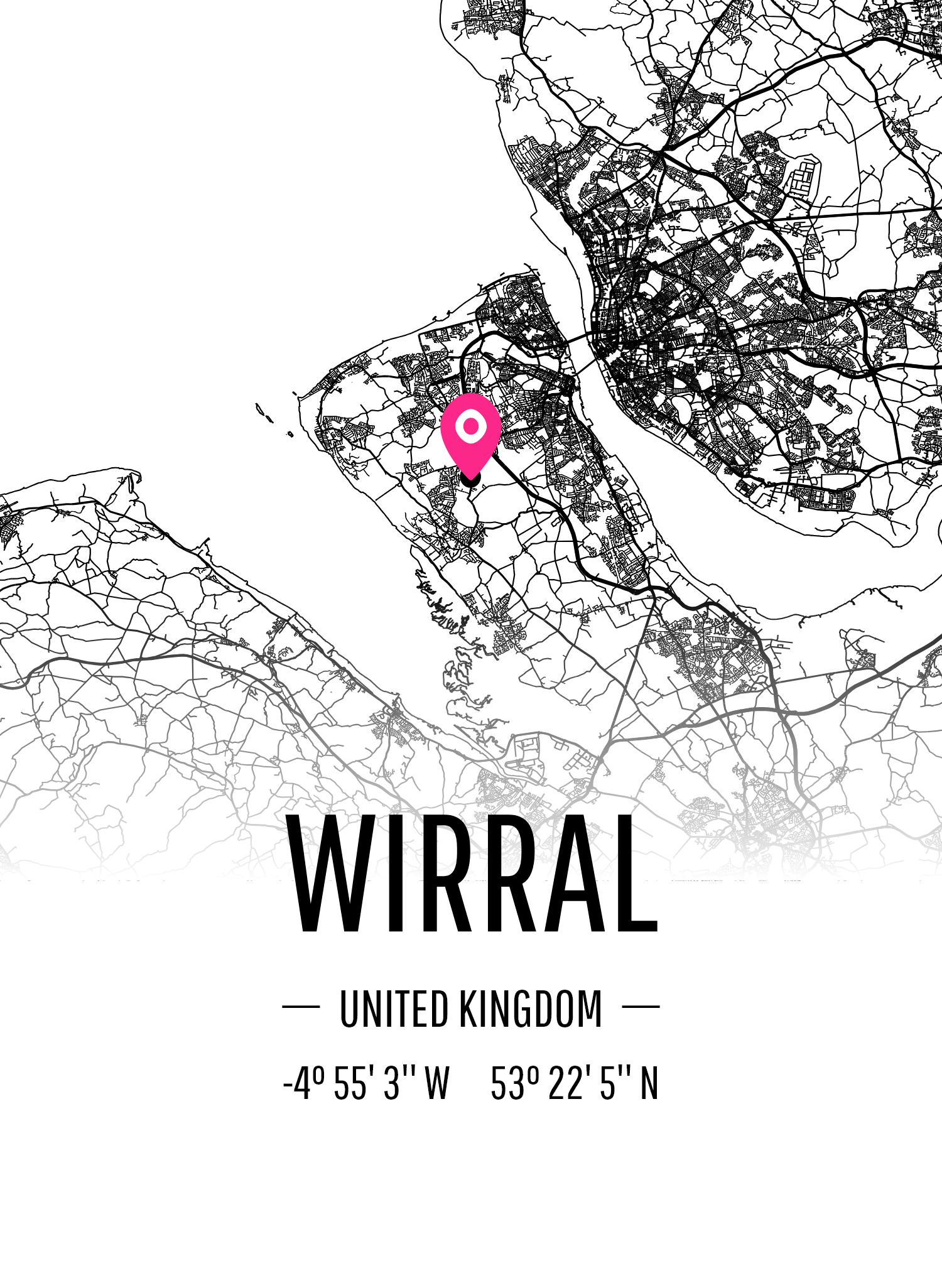 Karta över Wirral