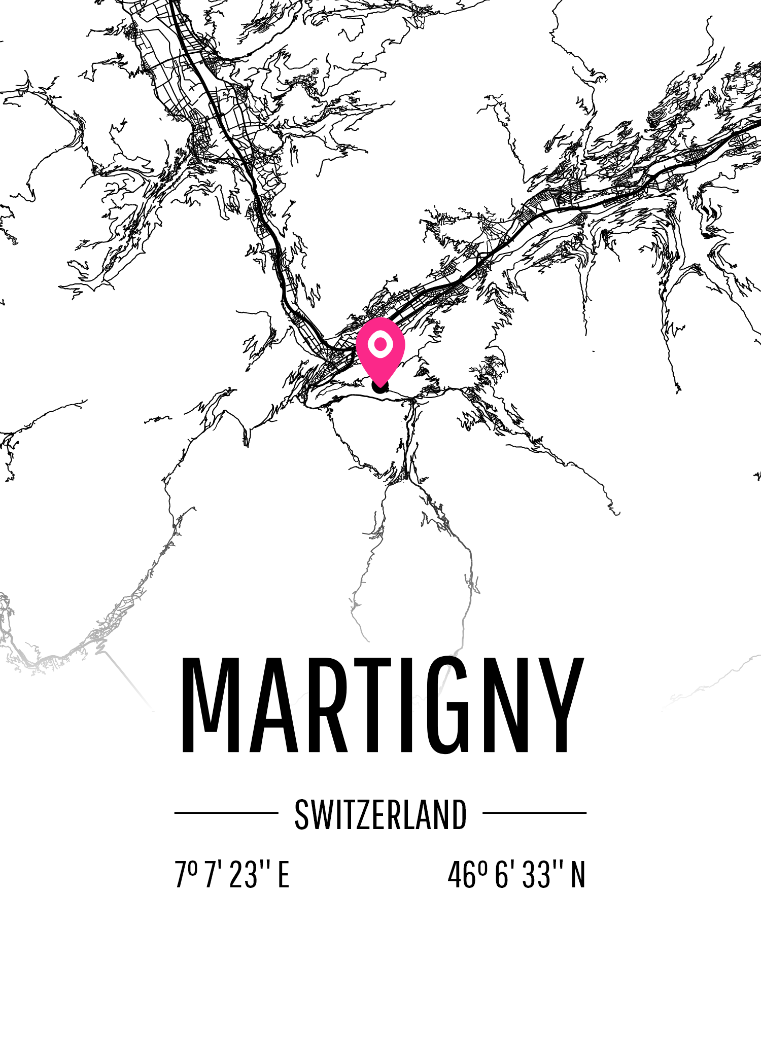 Karta över Martigny