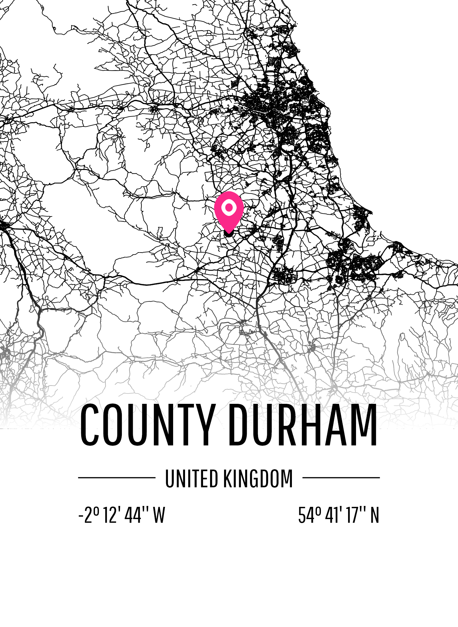 Karta över County Durham